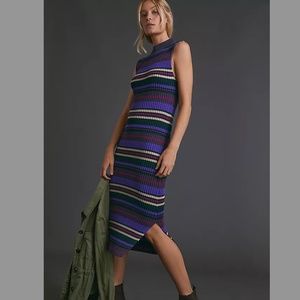 ANTHROPOLOGIE ANNE RIBBED MIDI DRESS
